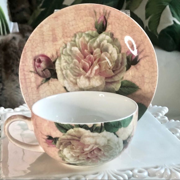 Northamptonshire England Antique Rose Fine Bone China TeaCup & Saucer - Picture 1 of 9